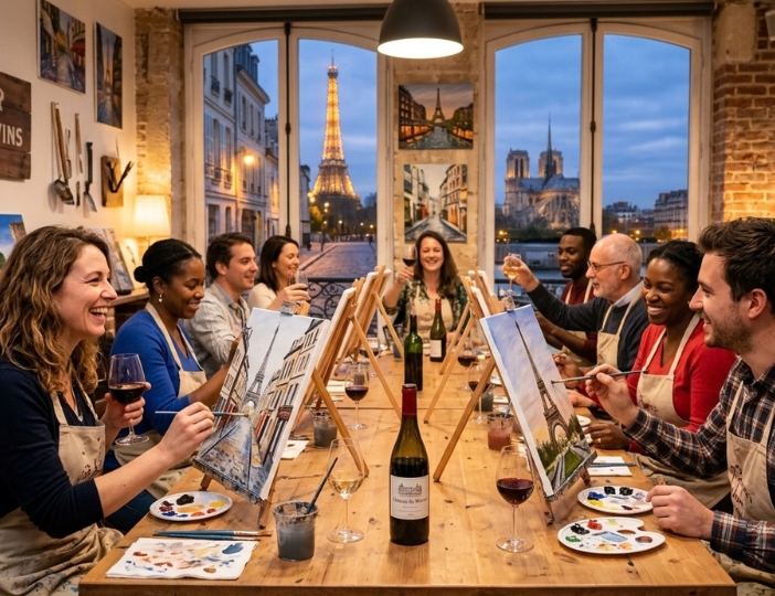 Painting&Wine Workshop - Creative Painting Experience in Paris