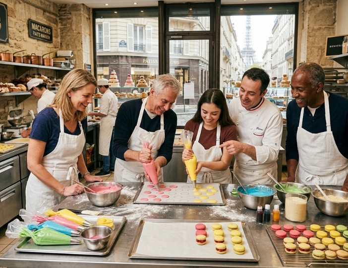 Paris Macaron Baking Activity in a Real Pâtisserie